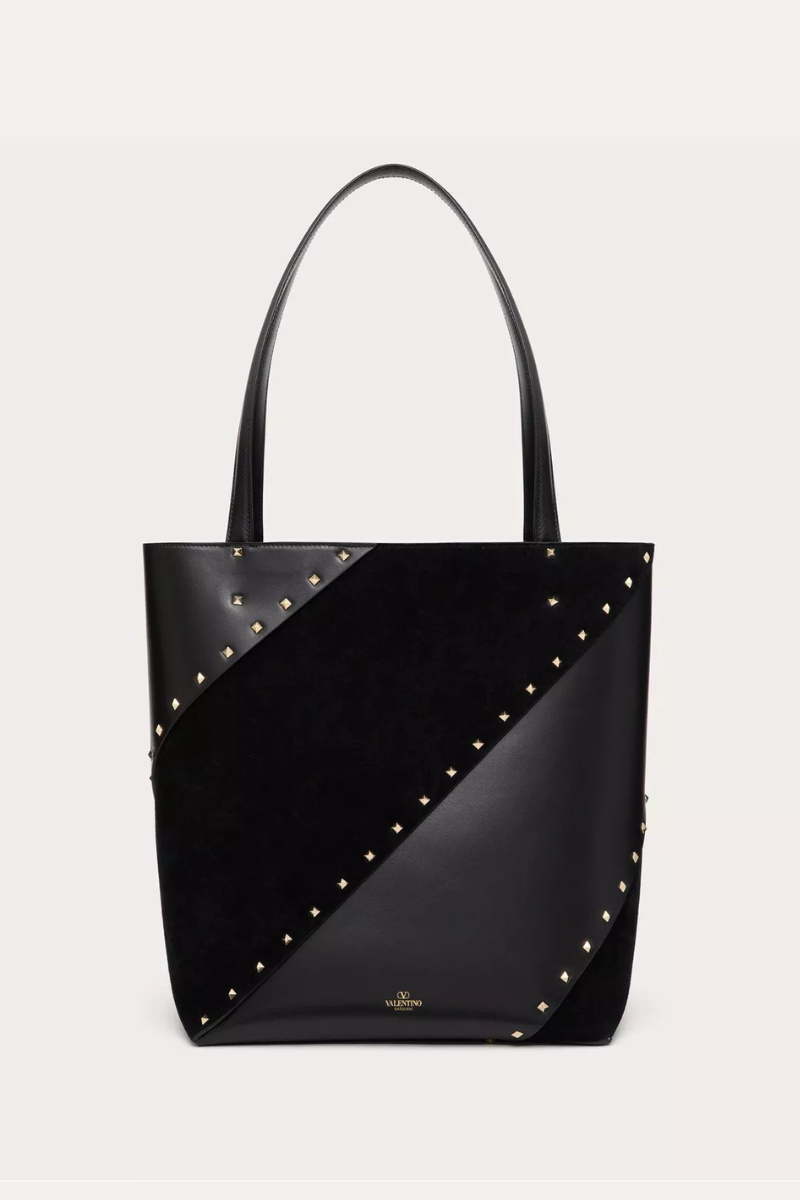 Valentino Garavani Valentino Rockstud Wispy Leather Tote Bag In Black