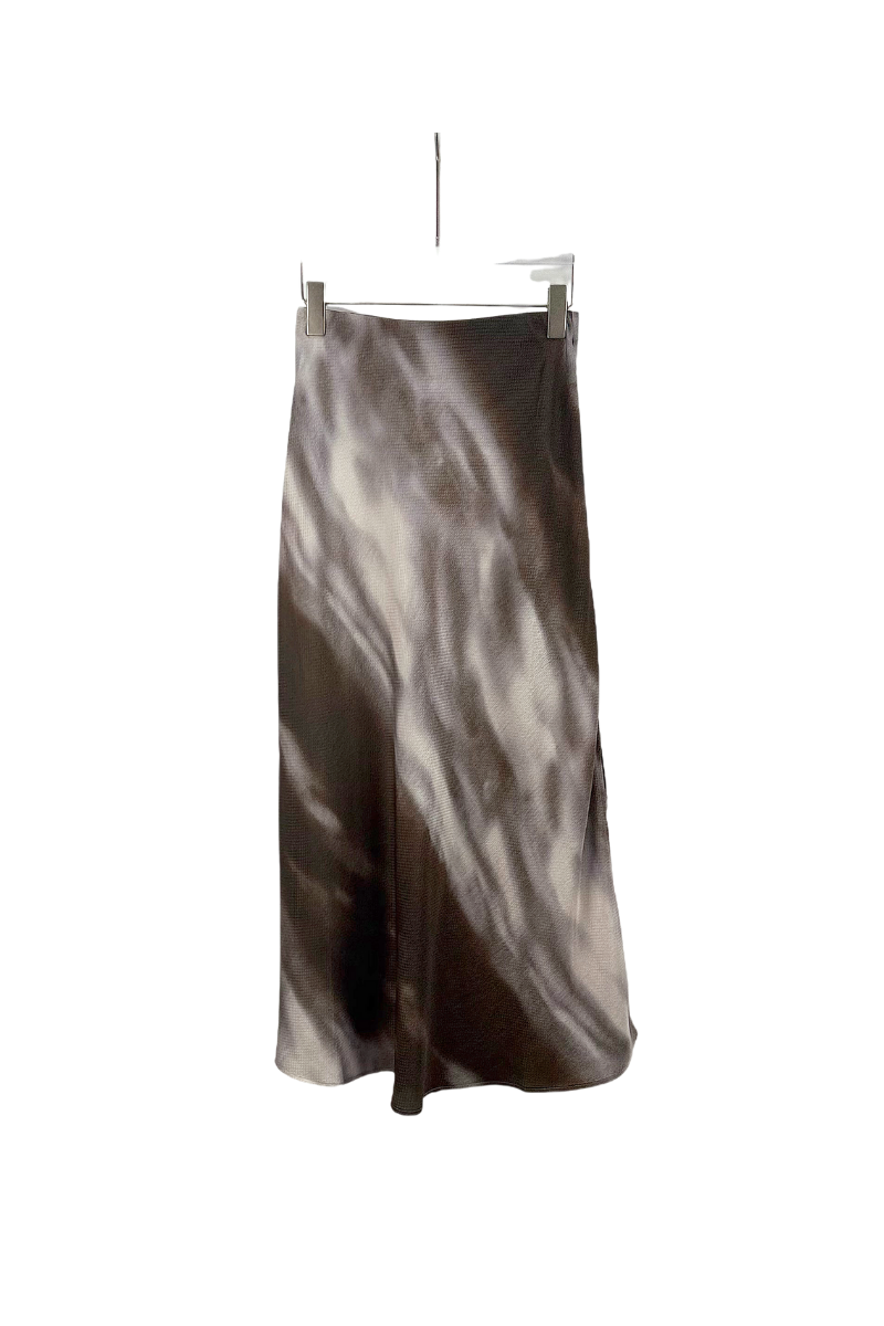 Max Simple Tie-Dyed Silk Skirt Mocca