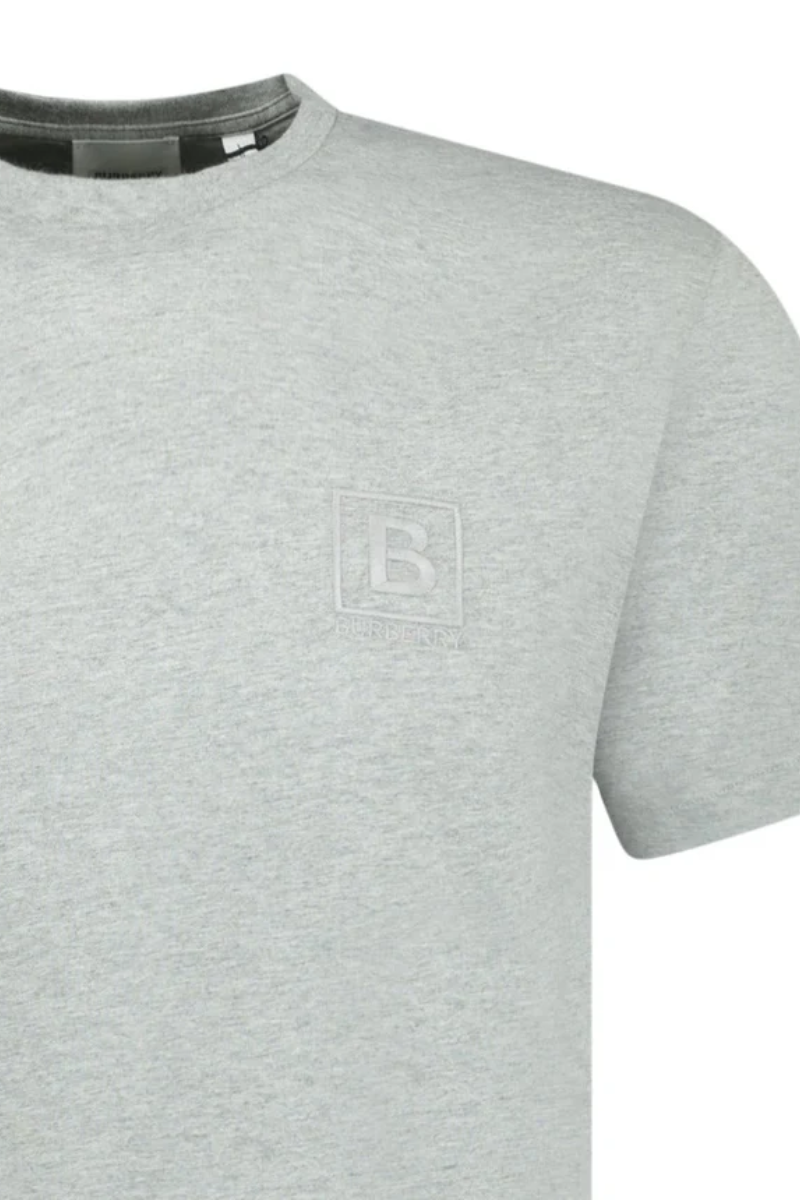 Burberry Men's Grey Logo Embroidery T-Shirt