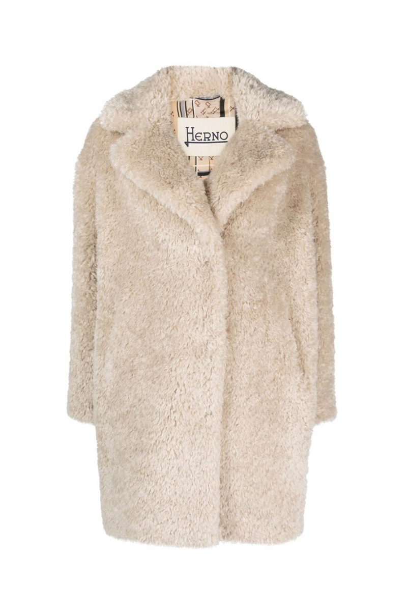 Herno Women's  Beige Curly Coat