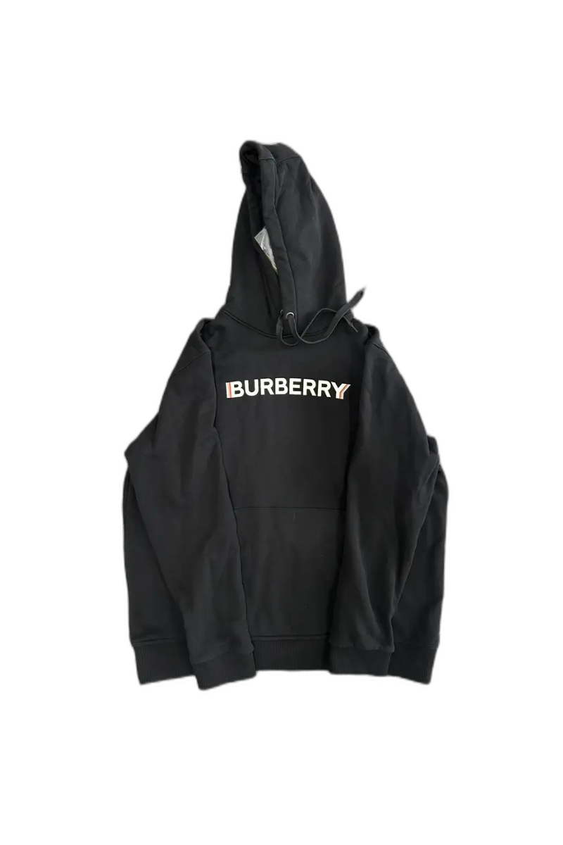 Burberry Women’s Black Logo Print Cotton Hoodie