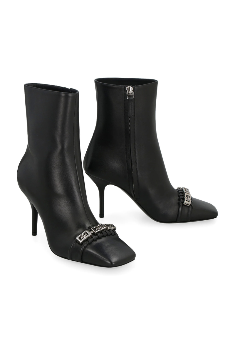 Givenchy G Woven Leather Ankle Boots In Black