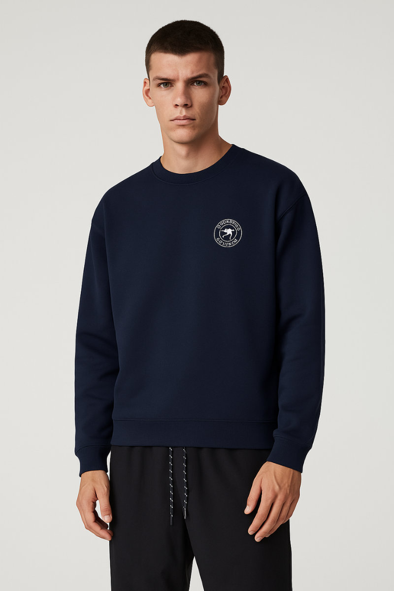 Burberry Men's Navy Fleece Back Cotton Blend Logo Embroidered Sweatshirt