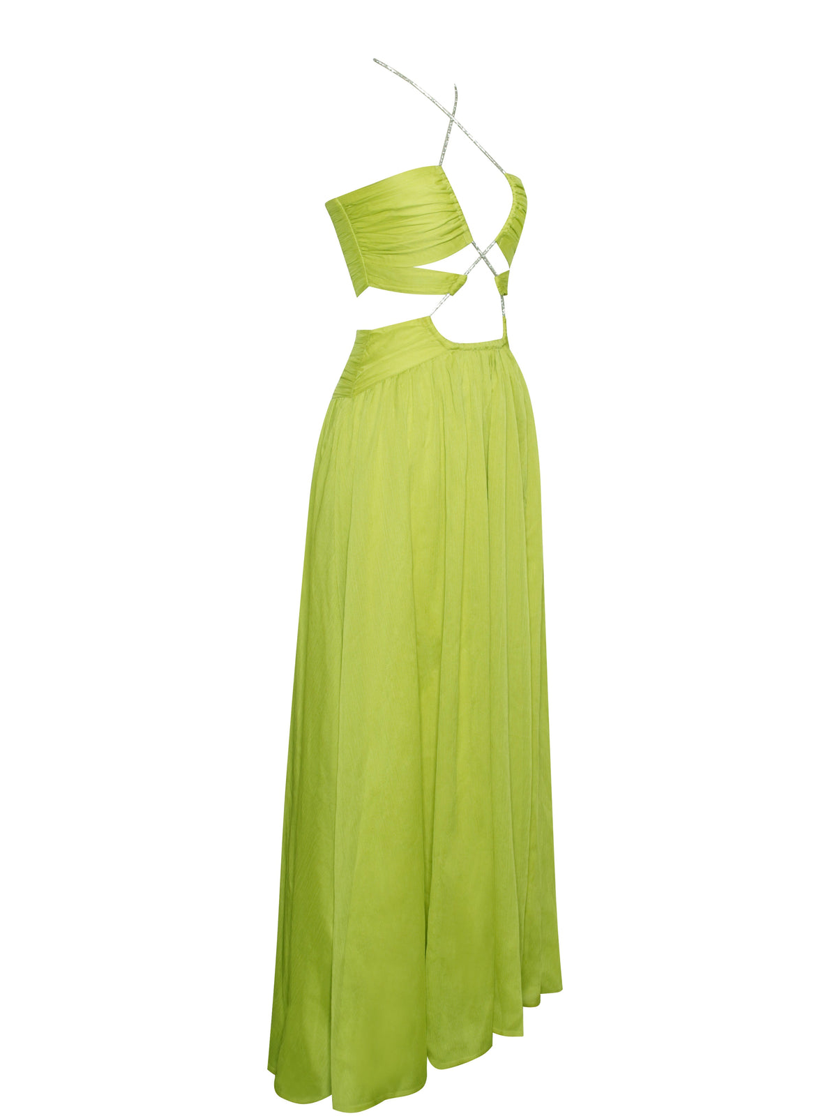 Quinby Lemon Chiffon Pleated Lace Up Maxi Dress (Archive Sale)