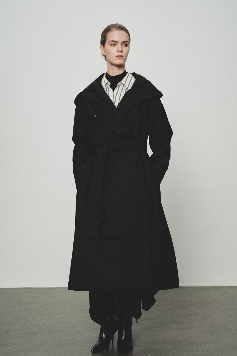Max Simple Textured Longline Puffer Jacket Black MSJY257036B
