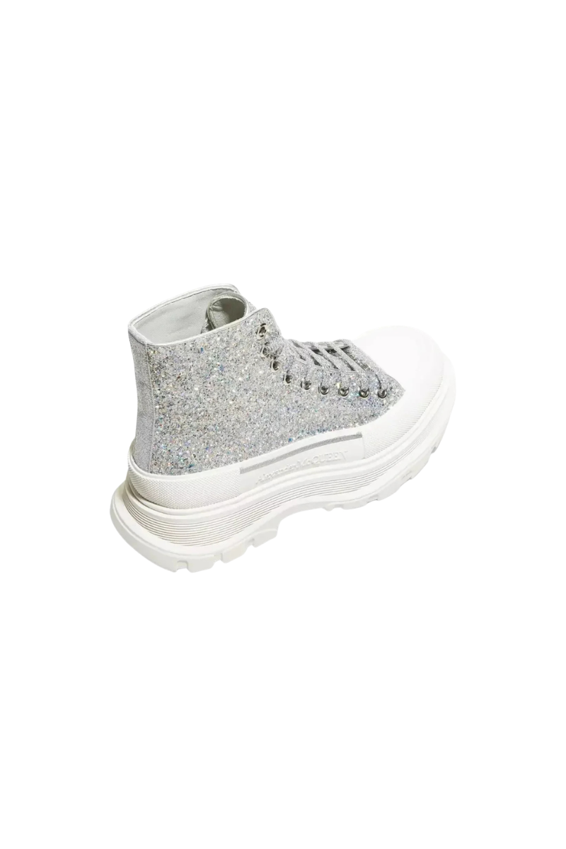 Alexander McQueen Tread Slick Glitter High-Top Silver