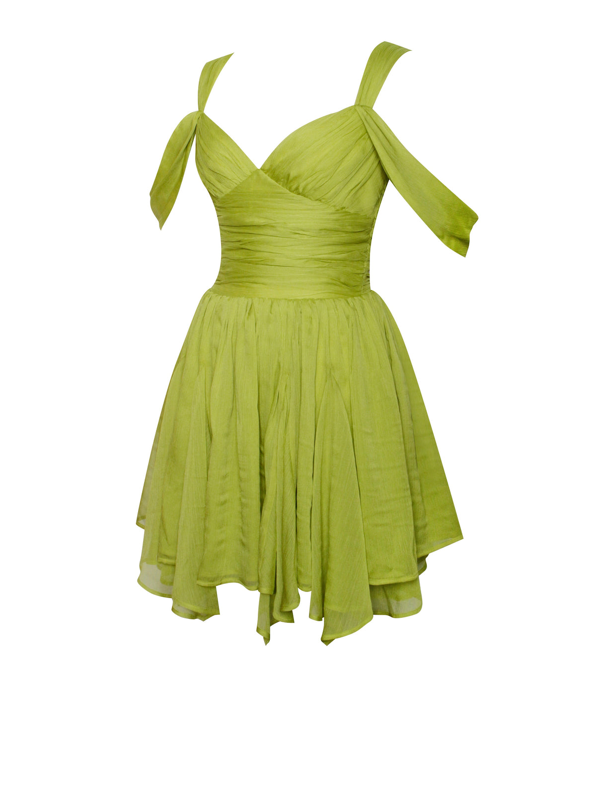 Frani Olive Green Layered Mesh Mini Dress (Archive Sale)