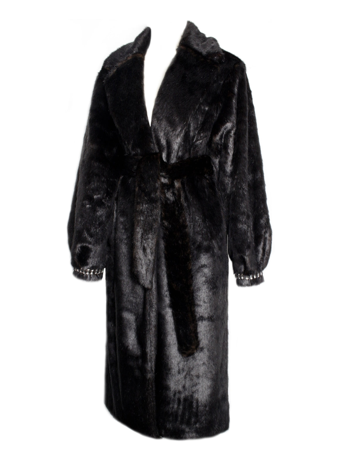 Yahia Black Vegan Long Faux Mink Coat (Archive Sale)