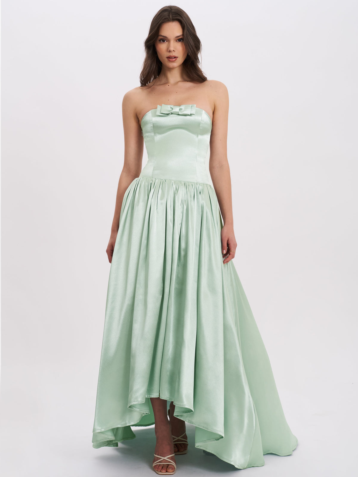 Lael Mint Green Back Button Trailing Gown (Archive Sale)
