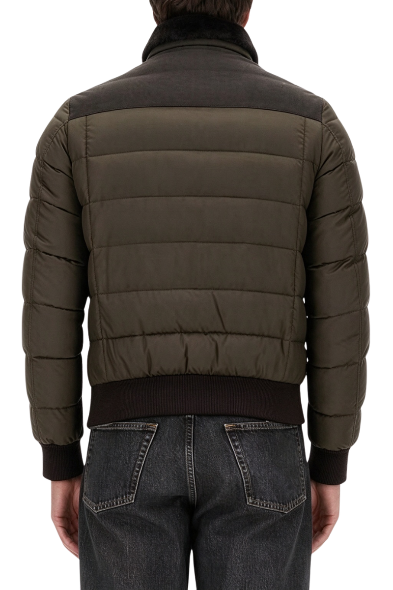 MooRER FANTONI-SHL Fur Collar Bomber Jacket Militare/Fumo