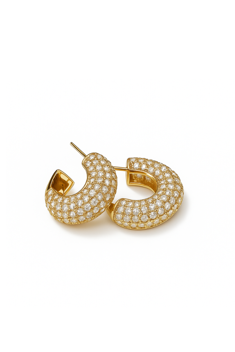 Manner Jewelry Diamond-Pavé Crescent Hoop Earrings