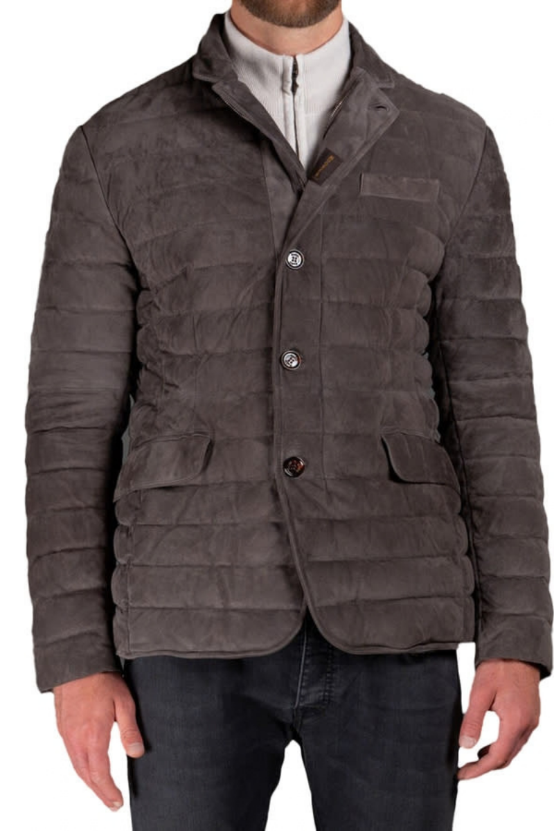 MooRER ZAVYER-UR Suede Down Jacket Fumo
