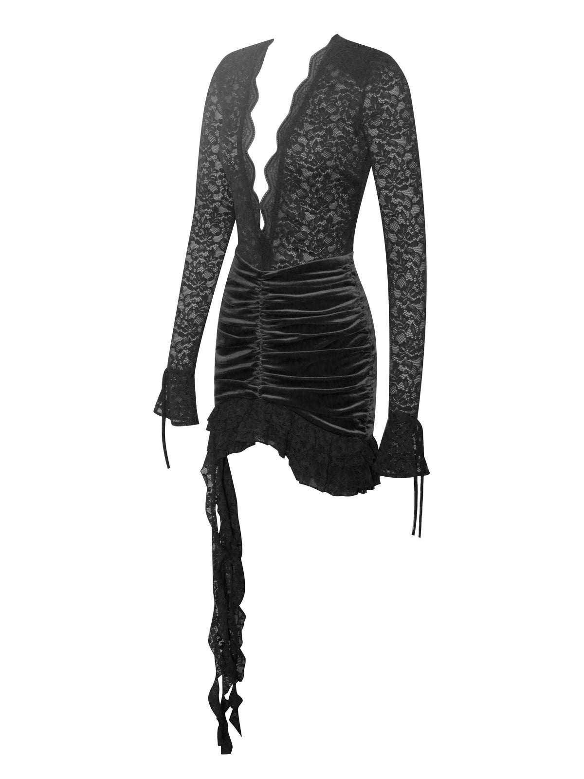 Nadina Black Lace Velvet Mini Dress (Archive Sale)