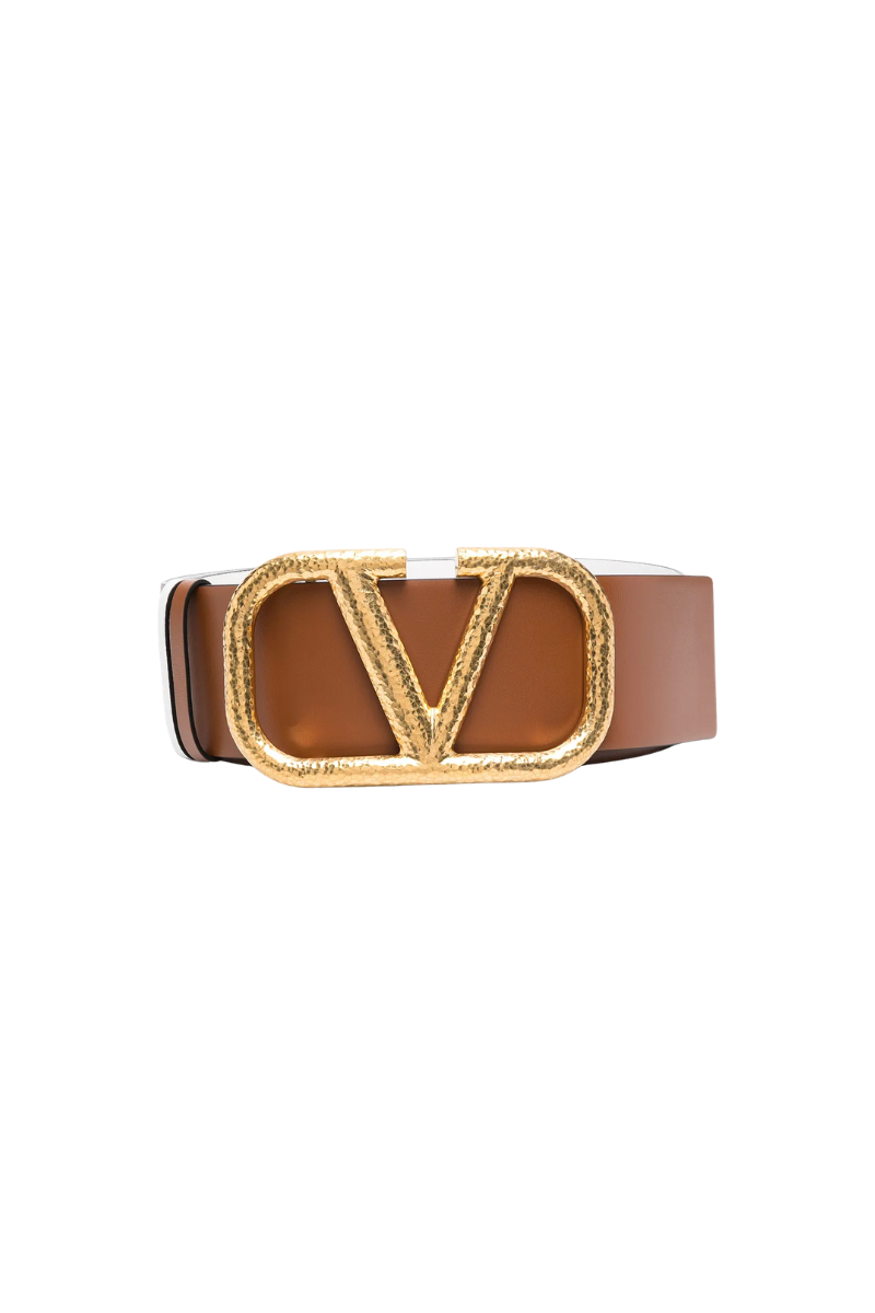 Valentino Garavani 
Vlogo Box Leather Belt - Beige