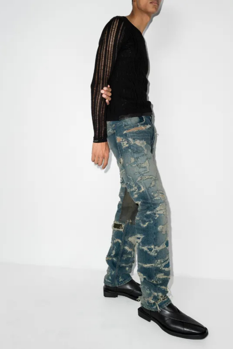 Givenchy Straight Fit Denim Trousers W/ Yokes-Medium Blue