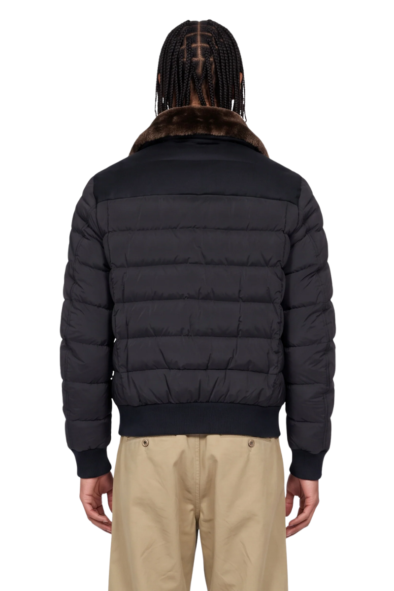MooRER FANTONI-URL Fur Collar Bomber Jacket Blu
