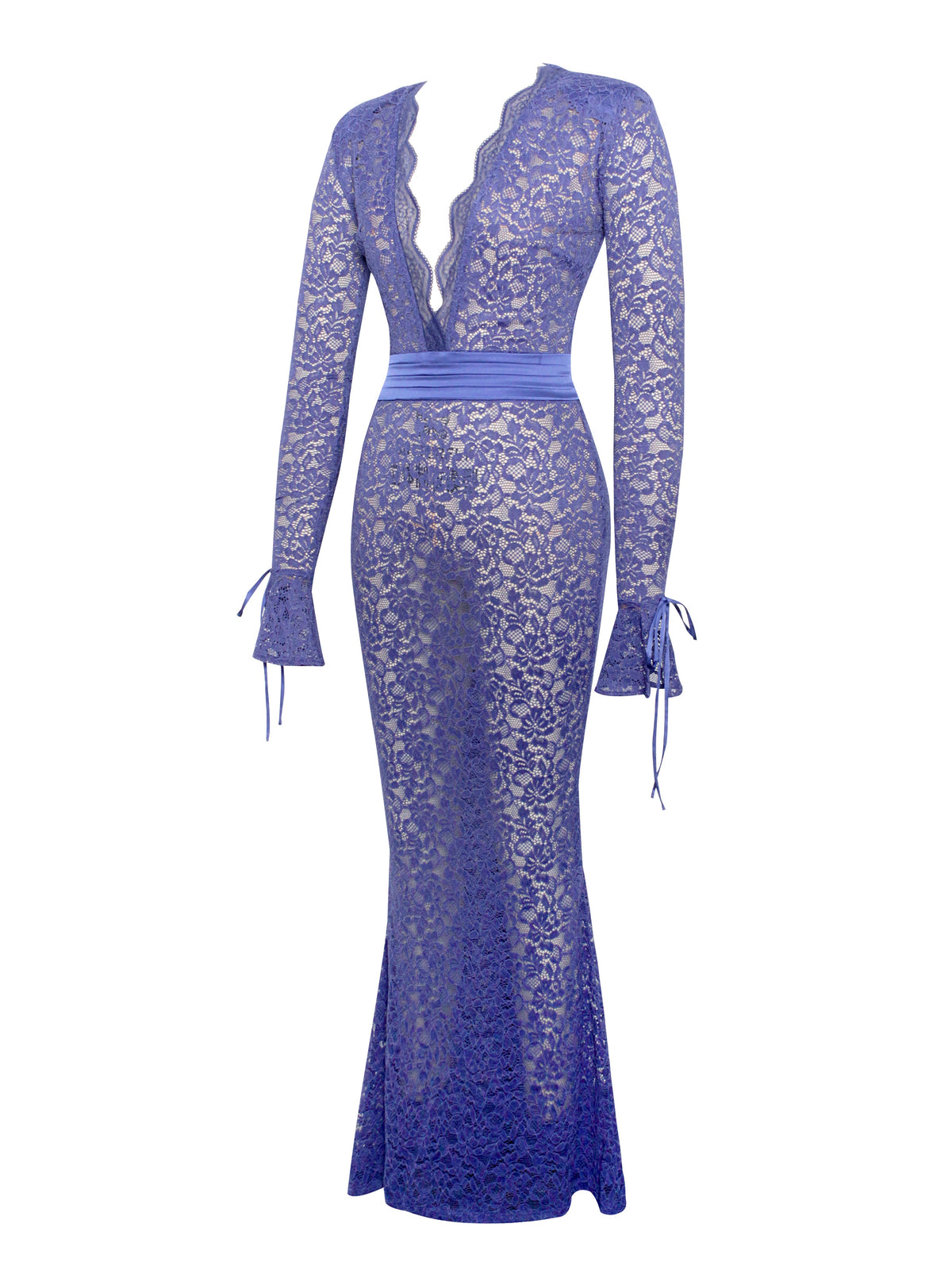 Giada Navy Lace Deep V Long Sleeve Maxi Dress (Archive Sale)