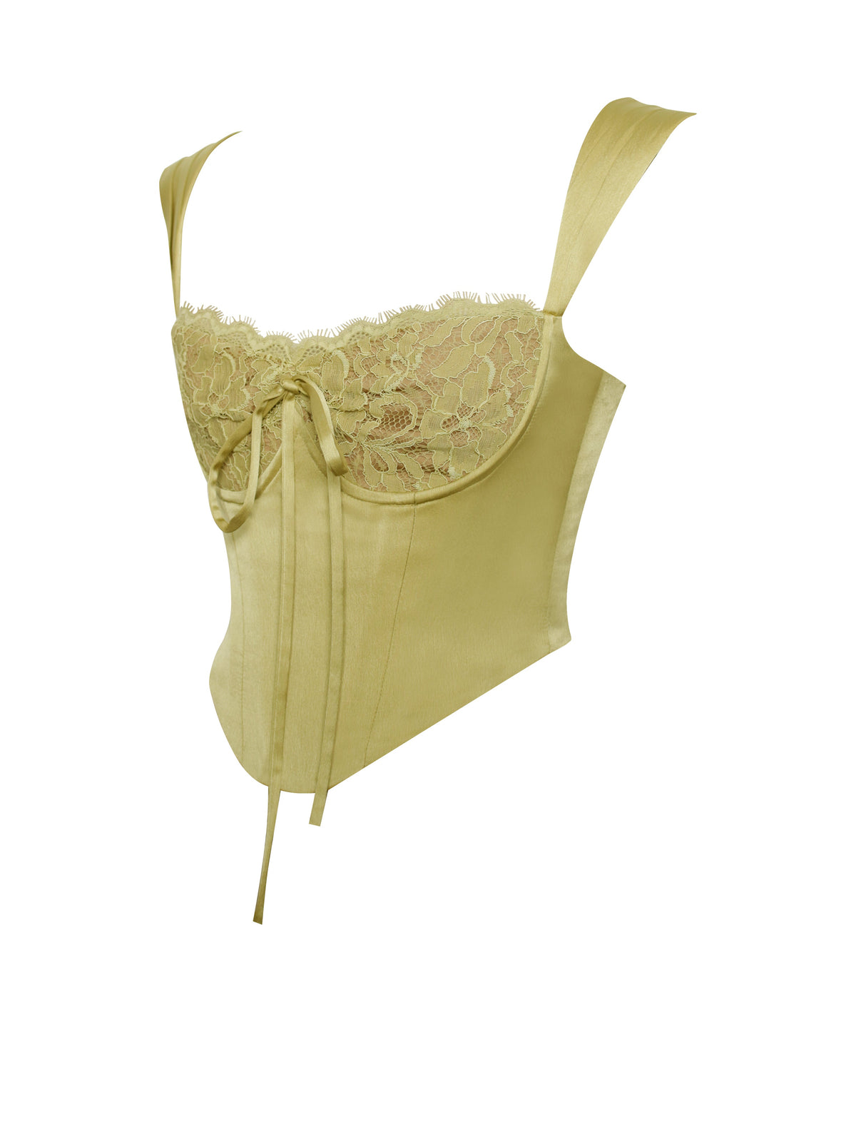 Everly Olive Lace Satin Corset Top (Archive Sale)