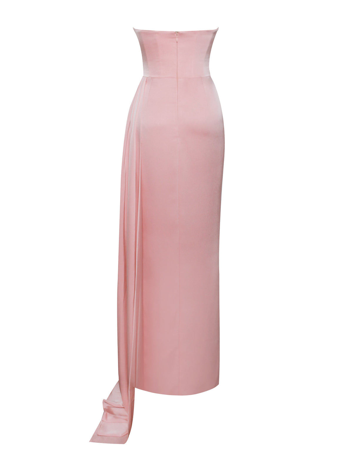 Marilyn Pink Satin Crystal Embellished High Slit Gown (Archive Sale)