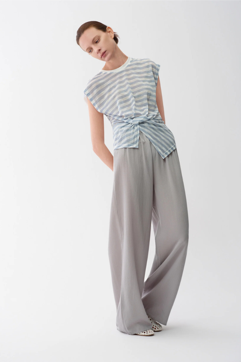 Max Simple Knotted Stripe Tee Light Blue MSYW264300L