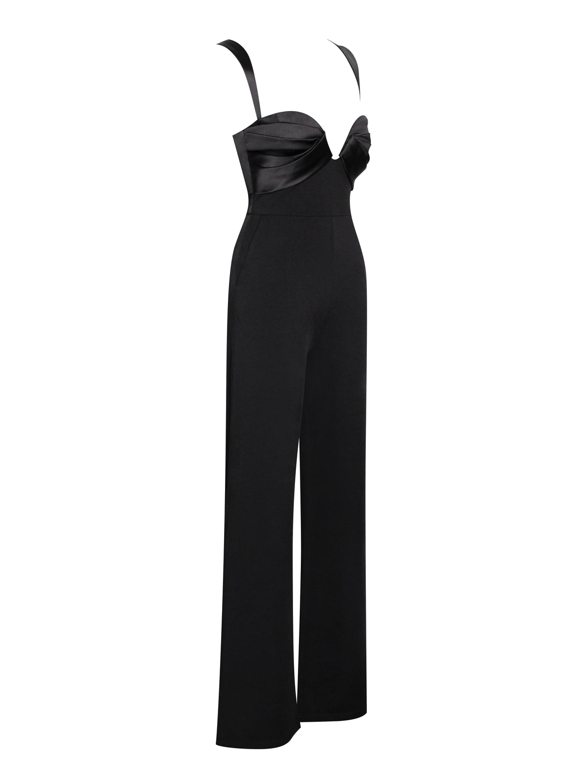 Onika Black Satin and Crepe Jumpsuit (Archive Sale)
