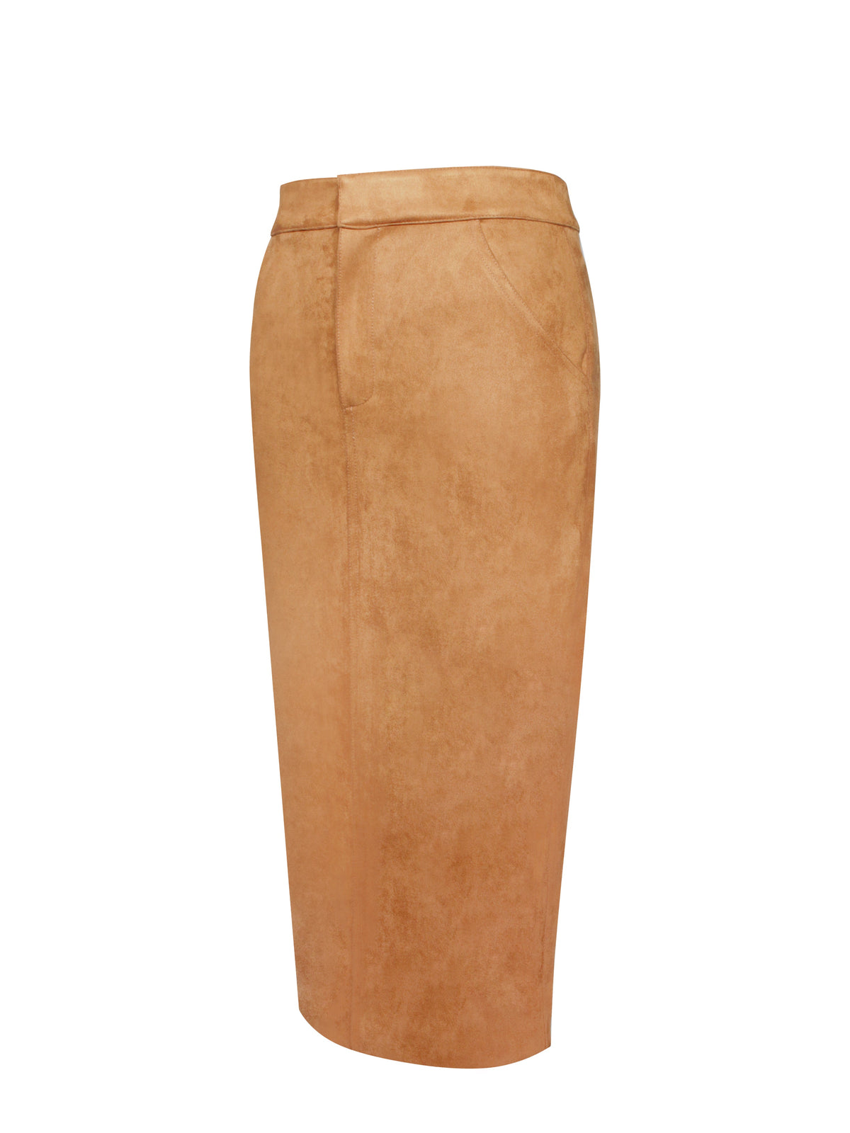 Zabrina Brown Suede Straight Pencil Skirt (Archive Sale)