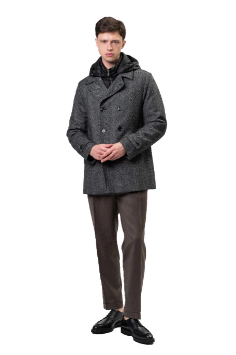 MooRER ELIGIO-LE Detachable Hood Peacoat Nero