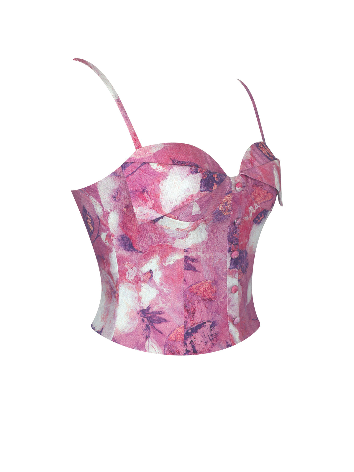 Xamira Blooming Magenta Linen Sweetheart Foldover Top