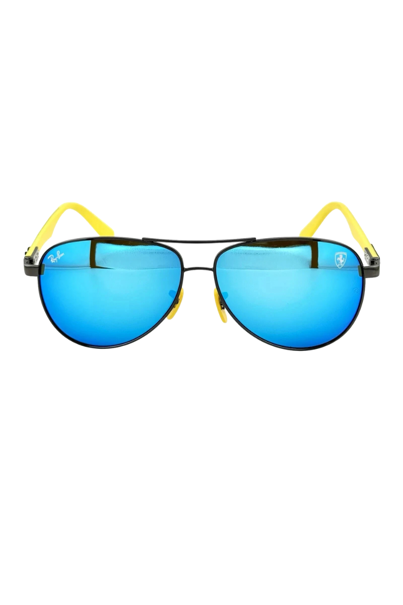 Ray Ban Sunglasses RB8313M Scuderia Ferrari Black Frame with Blue Mirror Lenses