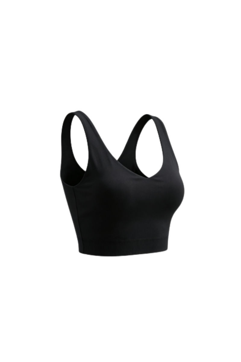 Bandier V Neck Tempo Crop Bra Black AA202183