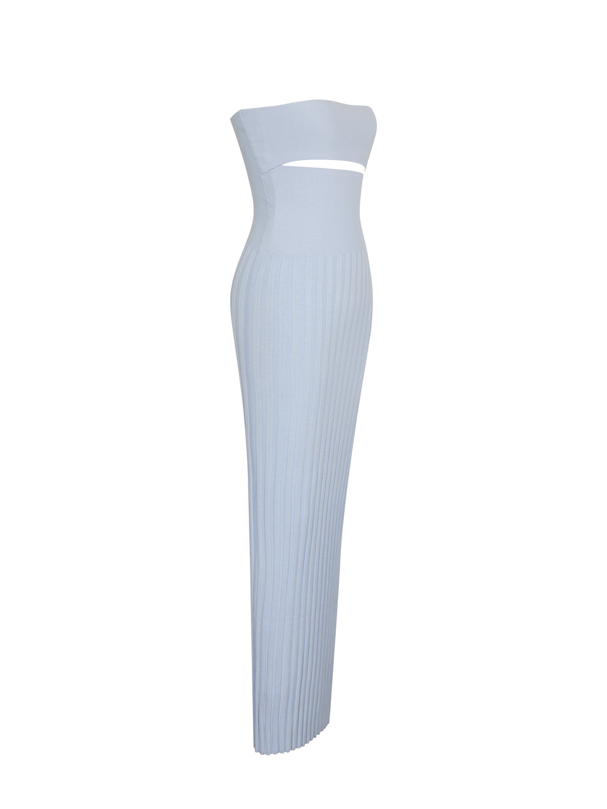 Yasmine Ice Blue Bamboo Knit Cutout Maxi Dress