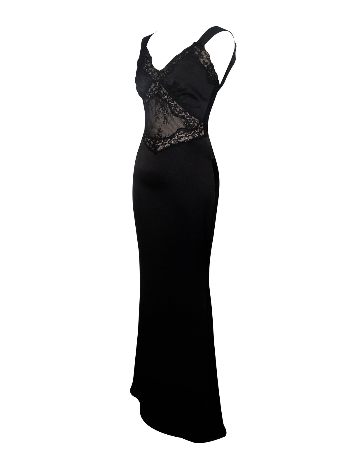 Camila Black Satin and Lace Maxi Dress (Archive Sale)