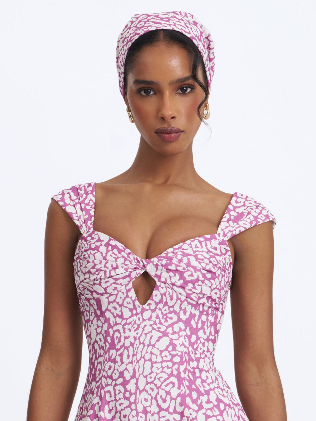 Jocie Mauve Cheetah Print Linen Head Scarf