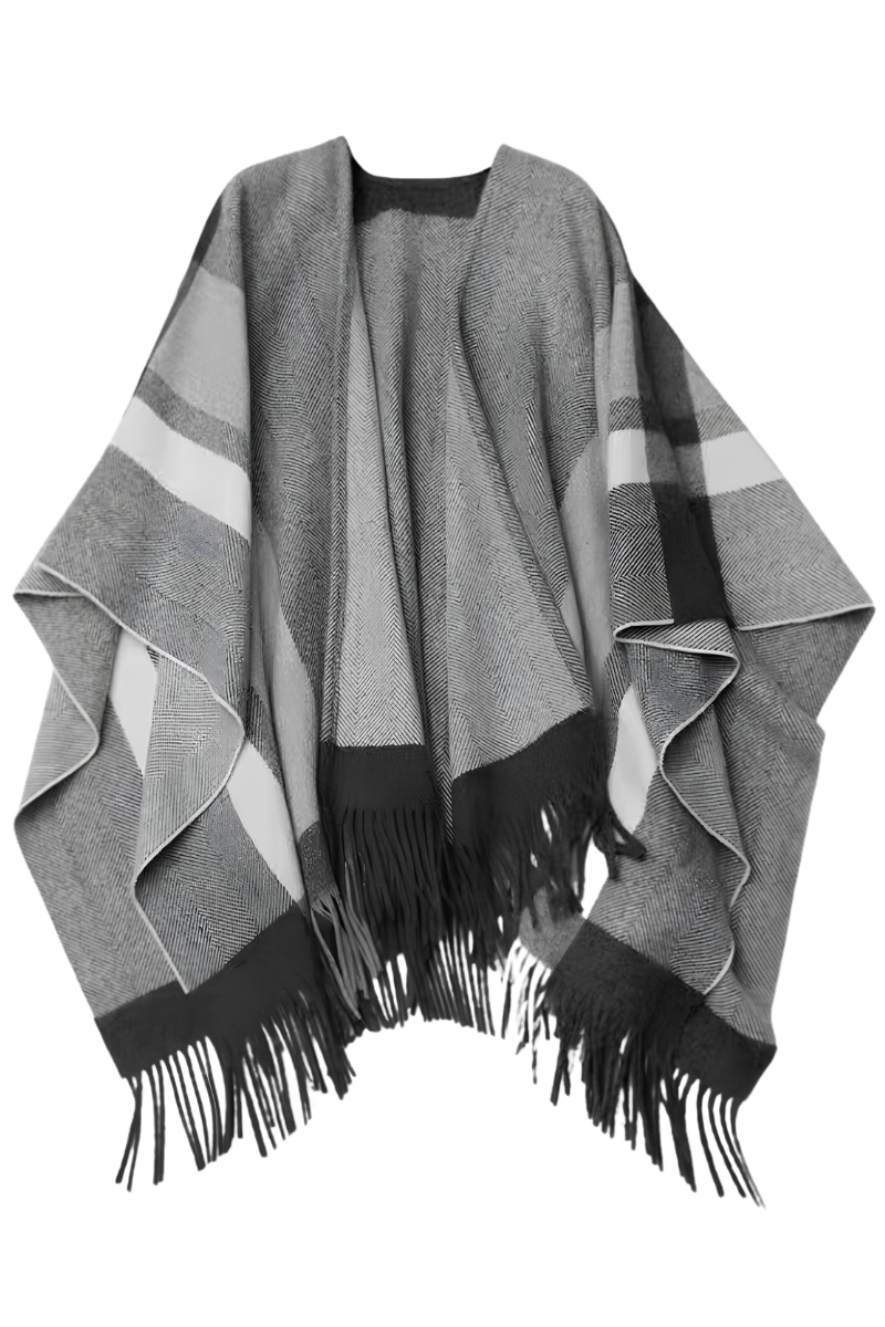 Max Simple Fringe Wool Cape Dove MSRX252316D