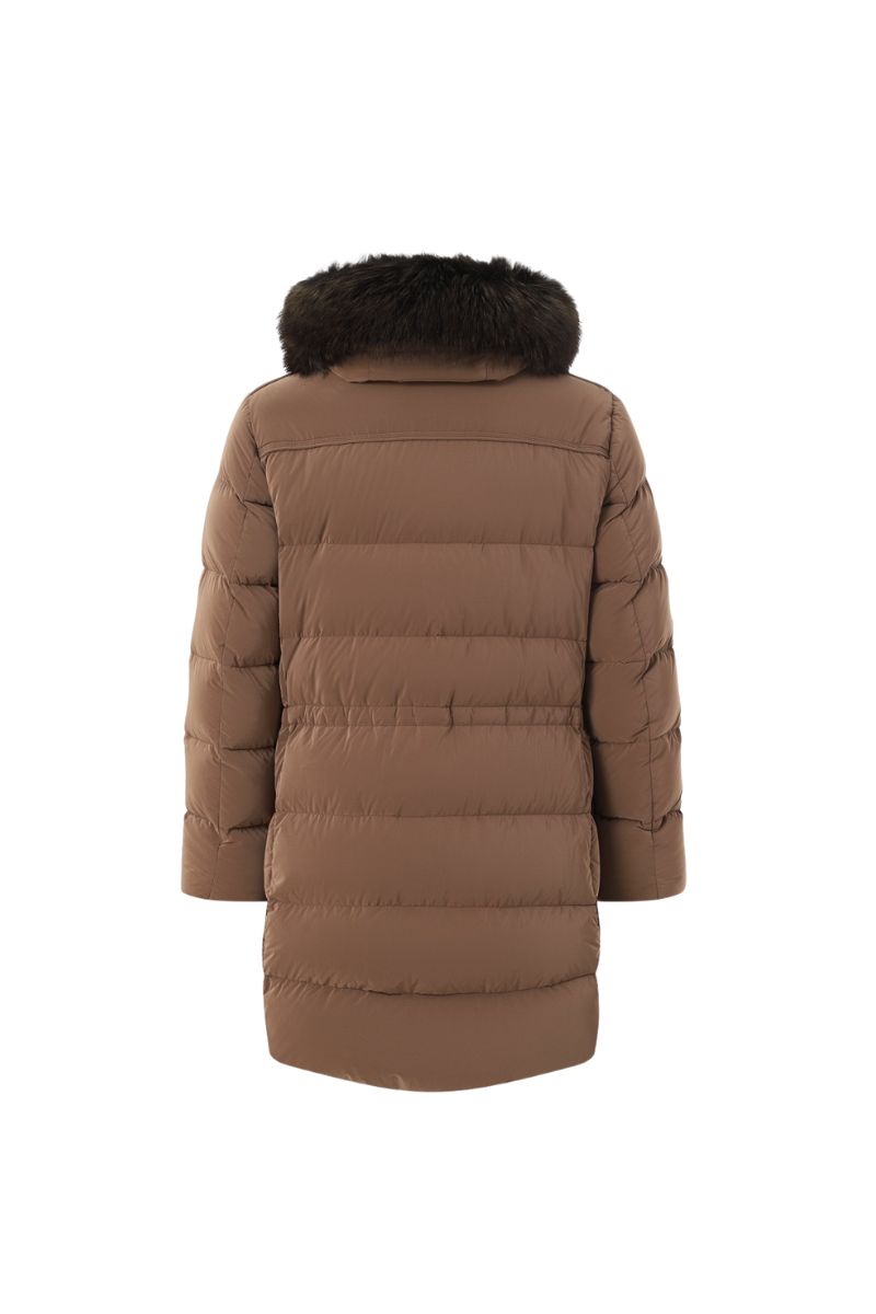 MooRER DARRISOS Fur-Trim Hooded Mid-Length Down Parka Beaver