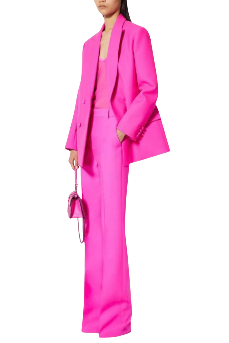 Valentino Solid High-Waist Straight Casual Pants Pink PP 1B0RB5201CF_UWT