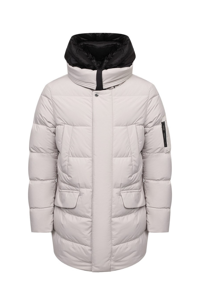 MooRER DAVIDE-STP Hooded Mid-Length Down Parka Pearl