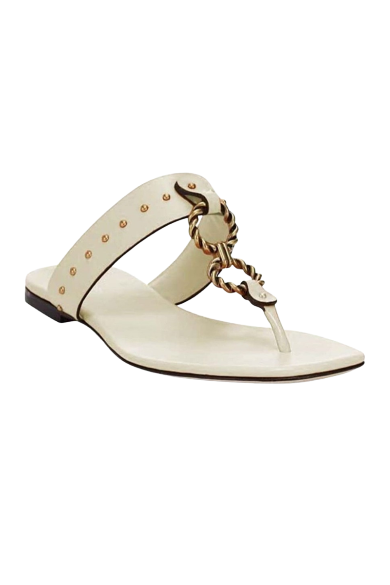 Tory Burch Vintage Plaque Sandal Slippers New Ivory 136971104