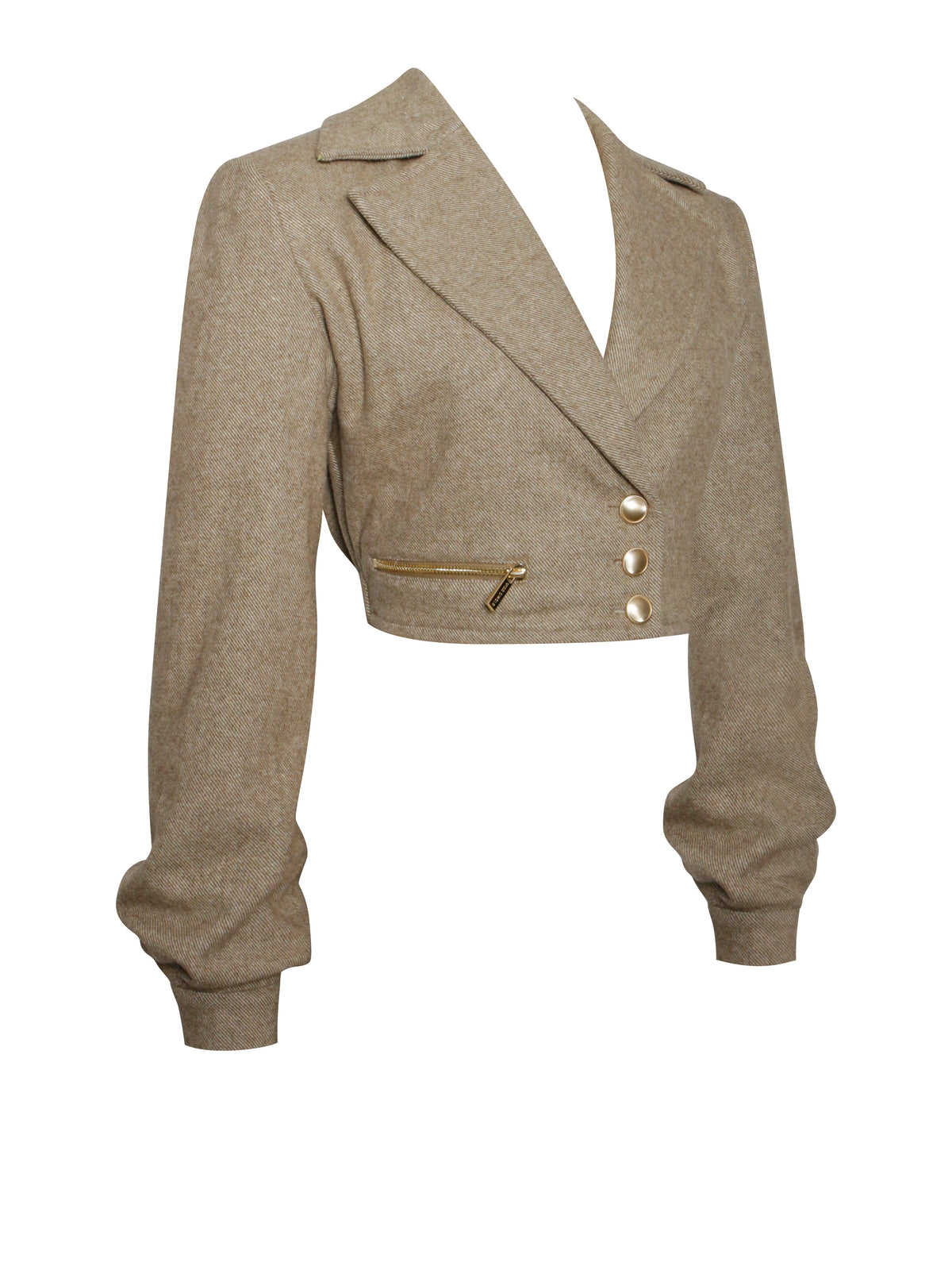 Bailee Vintage Cropped Twill Wool Blend Blazer Jacket (Archive Sale)