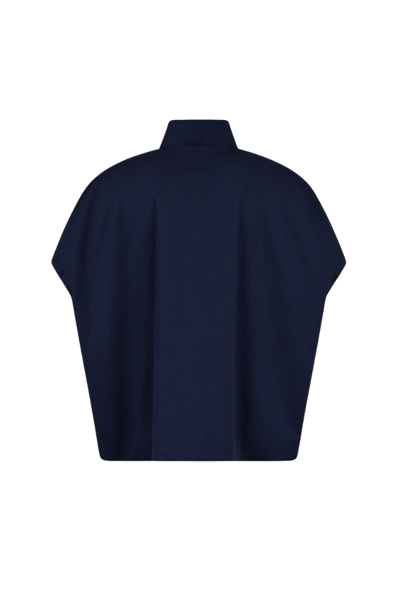 MooRER DALIASTP Stand-Collar Zip-Up Short-Sleeve Cape Blu