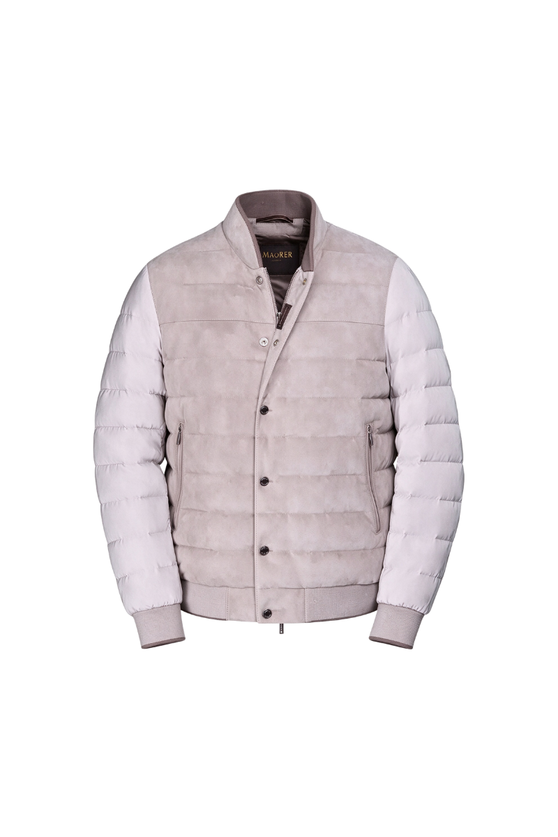 MooRER DEAM-URO Fur Hood Mixed-Fabric Mid-Length Parka Pearl