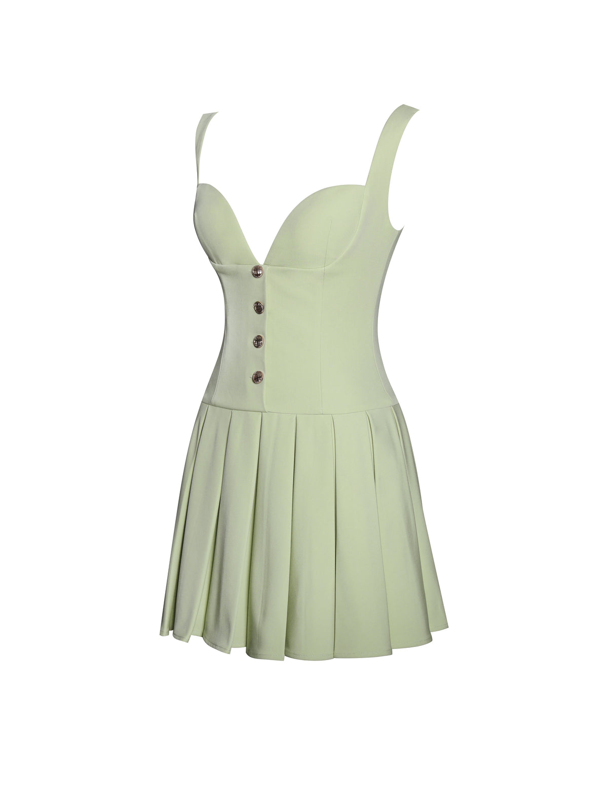 Tala Pistachio Green Sleeveless Pleated Preppy Mini Dress (Archive Sale)