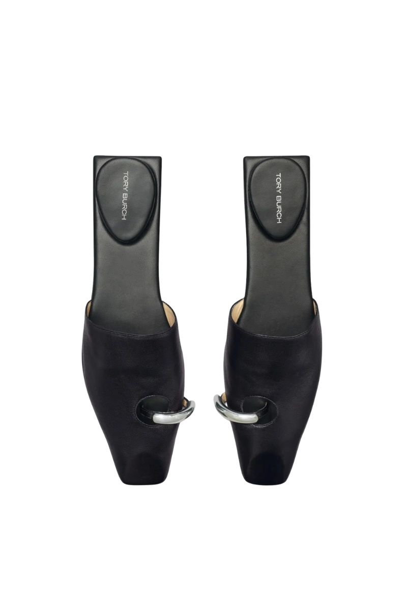Tory Burch Pierced Mule Slippers Perfect Black/Silver 148648043