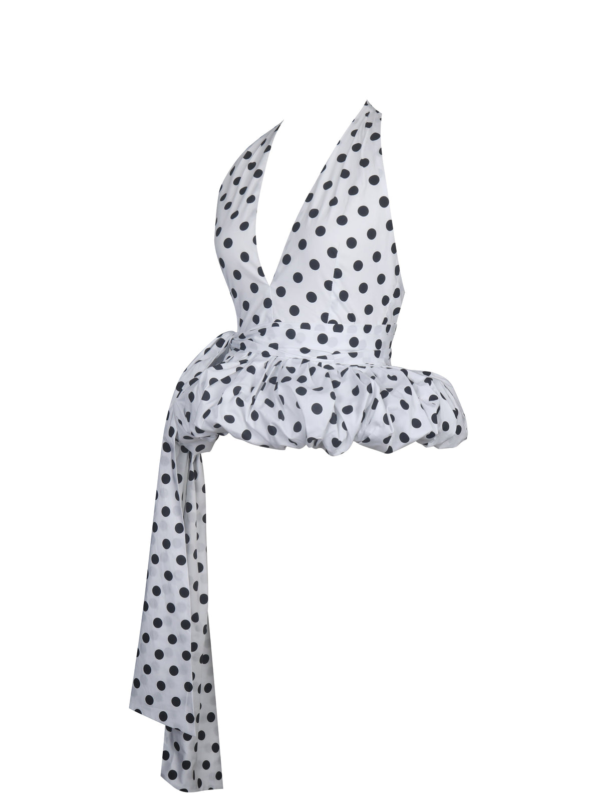 Ilene Polka Dot Cotton Poplin Bubble Hem Halter Top