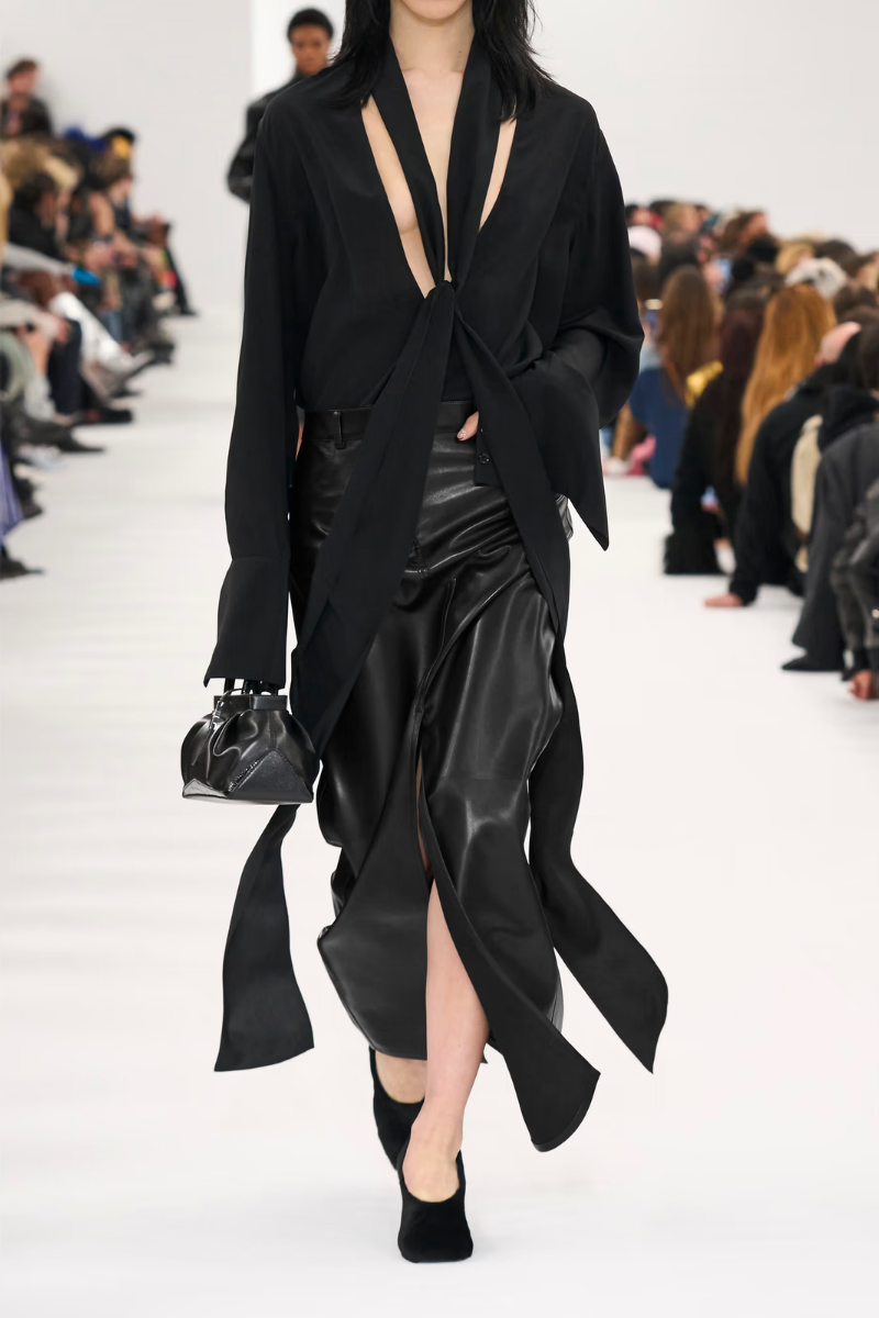 Givenchy Long Leather Skirt With Front Split_Black