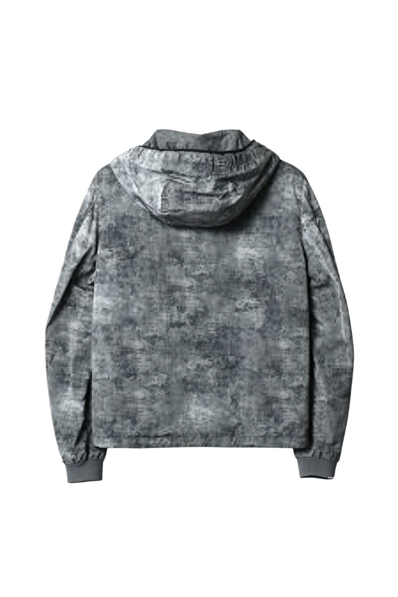 MooRER DAKAR-DJ Hooded Printed Zip-Up Jacket Granito