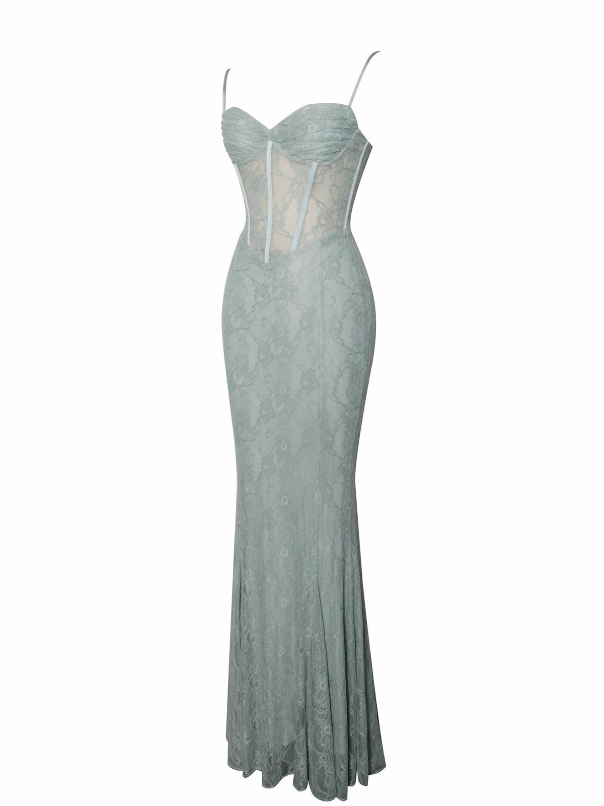 Janelle Green Sweetheart Mermaid Lace Maxi Dress (Archive Sale)
