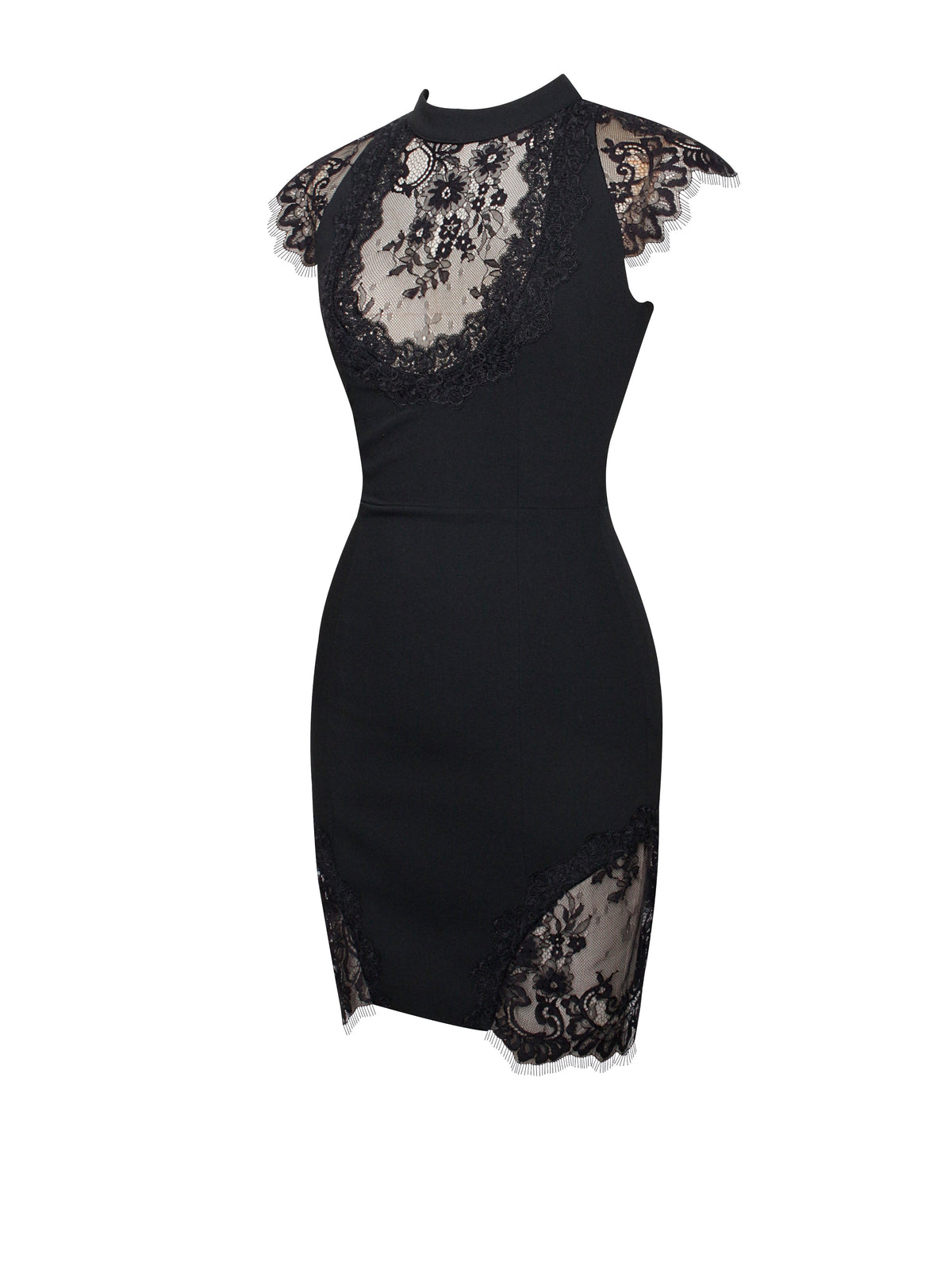 Quinella Black Lace Crepe Backless Mini Dress (Archive Sale)