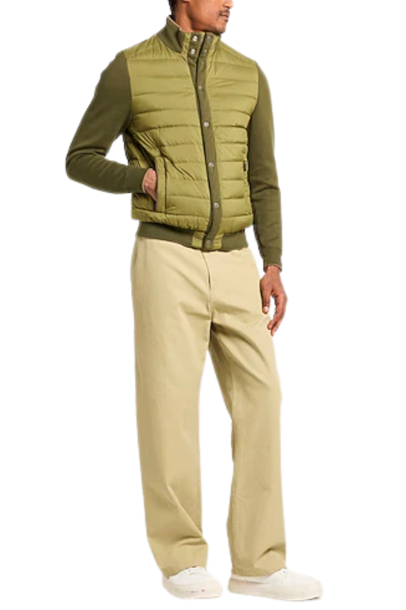 MooRER EFISIO-S3L Mixed Fabric Bomber Jacket Pistacchio