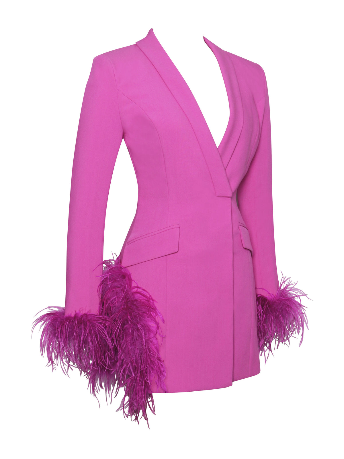 Madeline Fuchsia Feather Trim Blazer Dress (Archive Sale)
